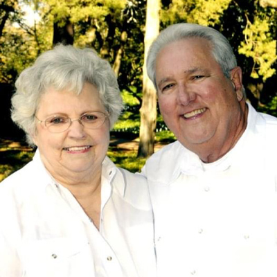 Original photo of an older couple, used to create a hand-painted portrait